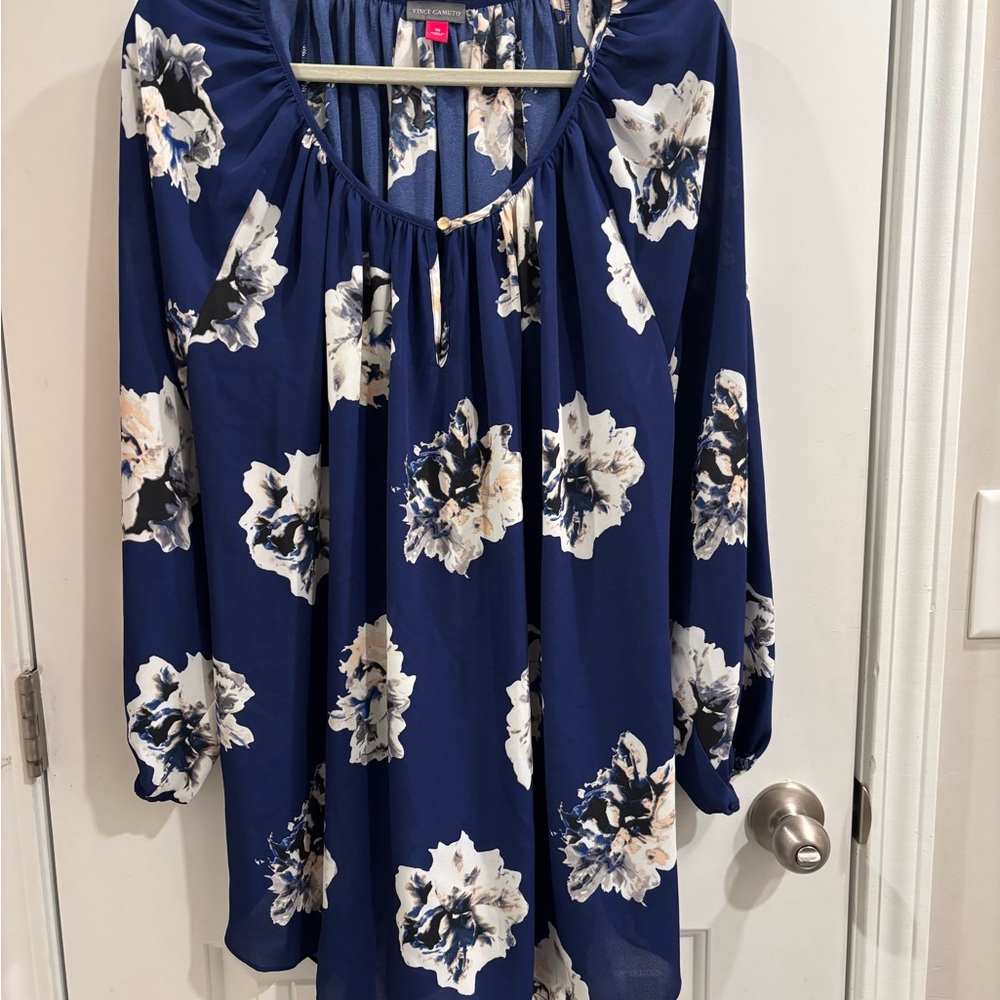 Floral Print Blue Blouse